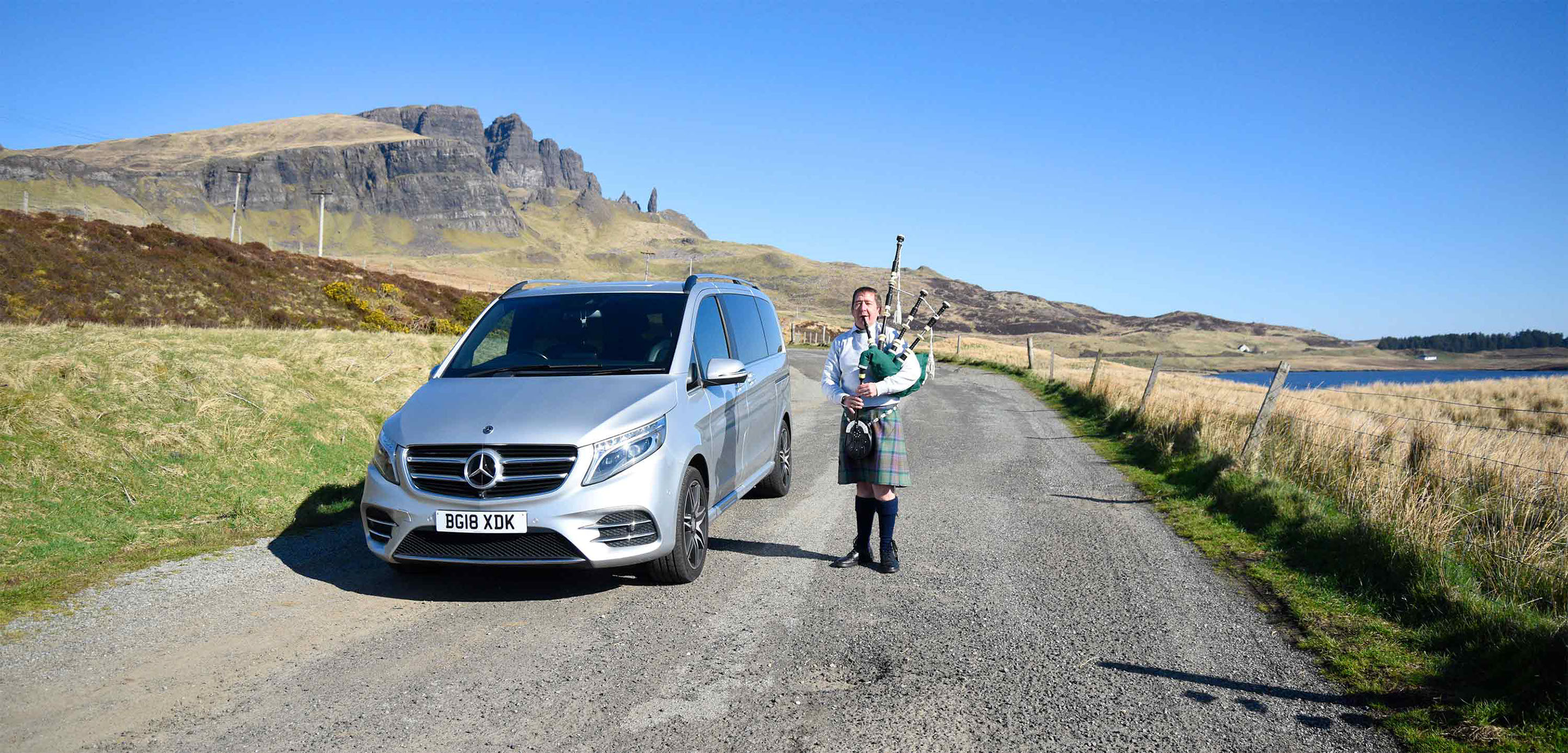 You will hear traditional Scottish Pipe music on an Isle of Skye bus tour with Discover Skye private tours